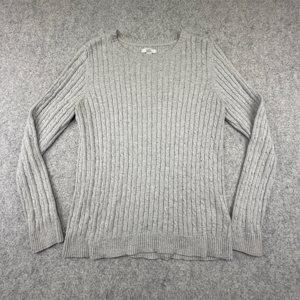 Croft & Barrow Womens Grey Cable Knit Sweater Long Sleeve Crew Neck Small